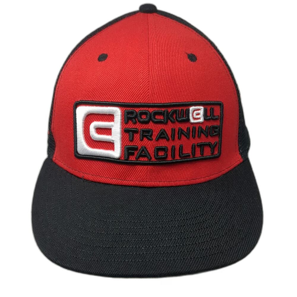 Rockwell Training Facility Red Black Trucker Hat One Size Mesh Back Flat Brim
